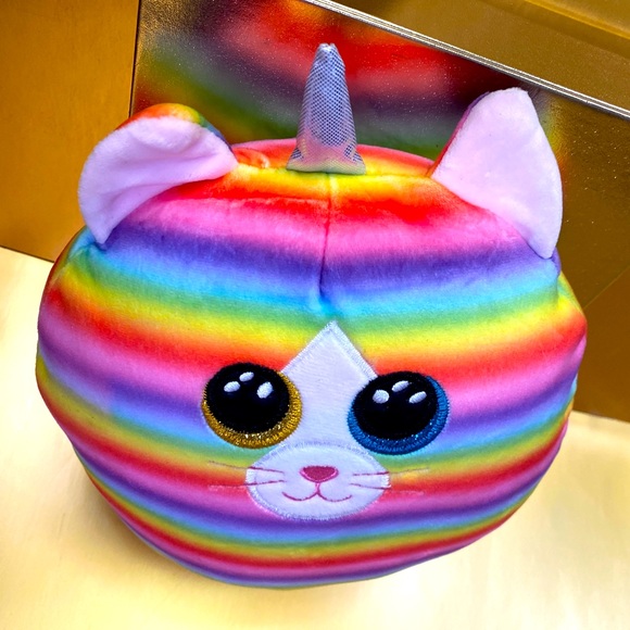 TY SQUISH -A-BOO UNICORN RAINBOW CAT HEATHER PLUSH EMBROIDERED FACE 2 ULTRA SOFT - Picture 6 of 9
